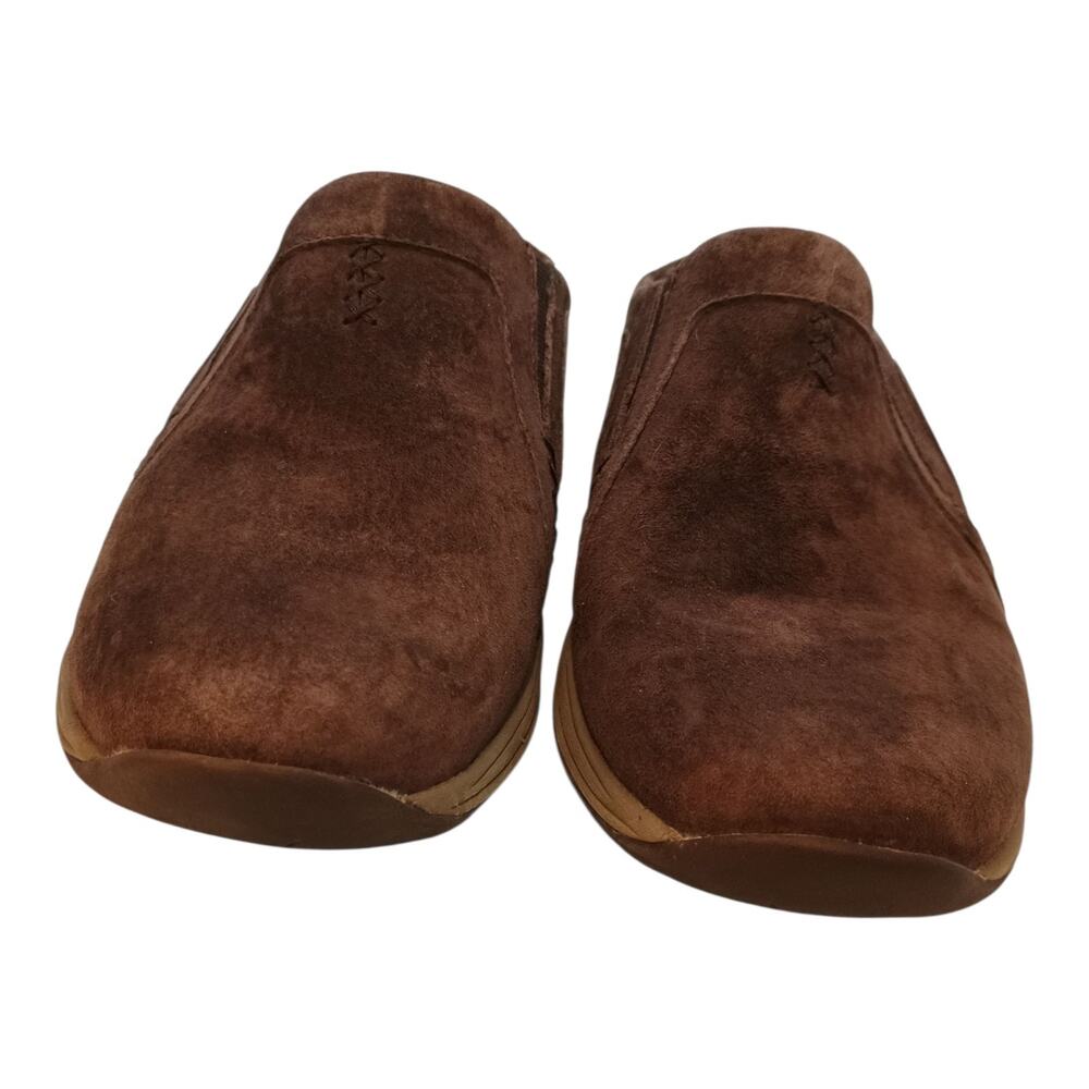 Clarks Womens Jackaroo Brown Suede Shearling Fur Lined Rubber Sole Mules Size 10